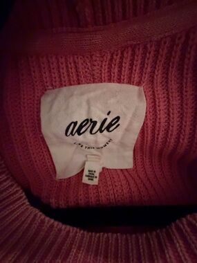 aerie Dusty Rose Ribbed Crew Neck Sweater